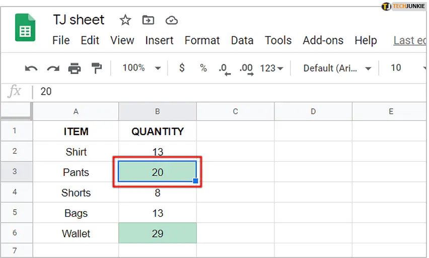 Что такое зеленая линия в Google Sheets?