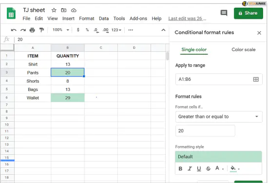 Что такое зеленая линия в Google Sheets?