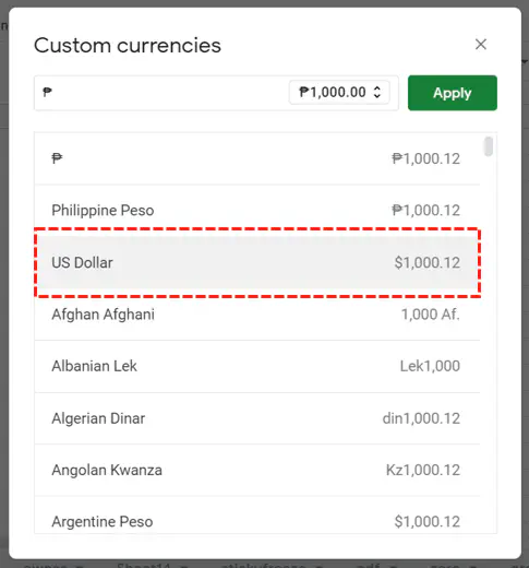 Как изменить валюту в Google Sheets