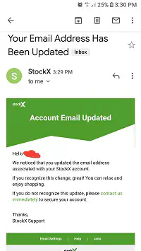 Как изменить свою электронную почту на StockX