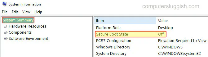 Проверьте, включена или выключена ли безопасная загрузка в Windows 10