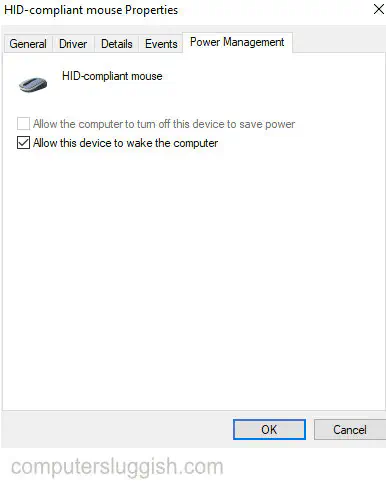 Разрешите мыши пробуждать ваш компьютер с Windows 10