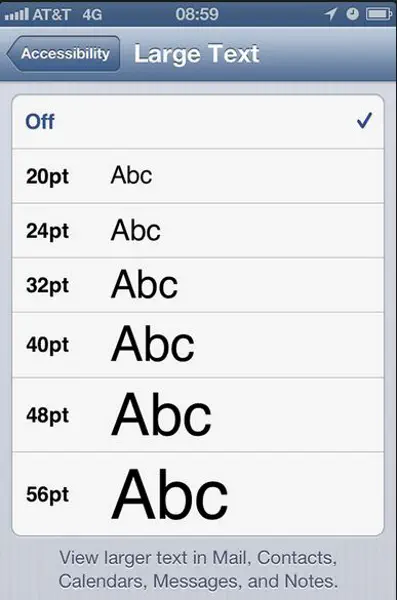 Как сделать текст крупнее на iPhone