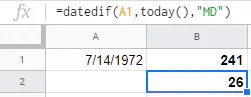 Как рассчитать возраст в Google Sheets по дате рождения
