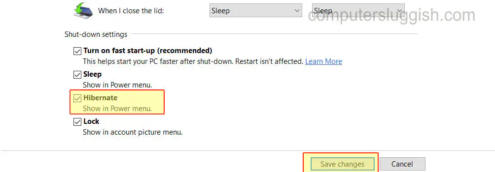 Как показать опцию спящего режима в Windows 10