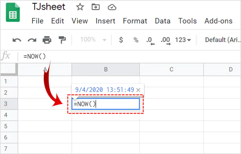 Как ввести текущее время в Google Sheets