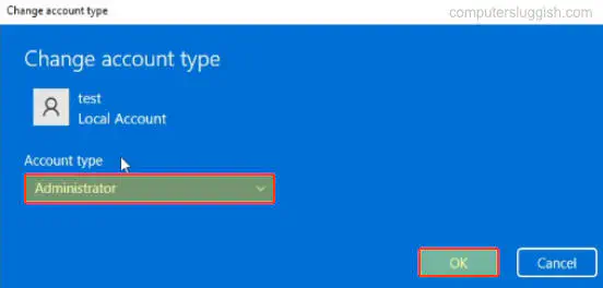 Windows 11 Изменение учетной записи локального пользователя на администратора