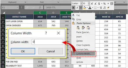 Как скрыть столбцы в Microsoft Excel