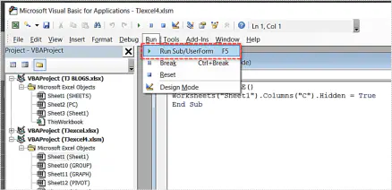 Как скрыть столбцы в Microsoft Excel