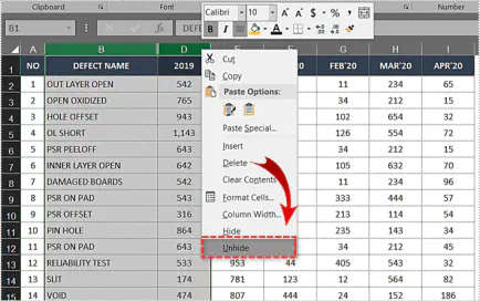 Как скрыть столбцы в Microsoft Excel