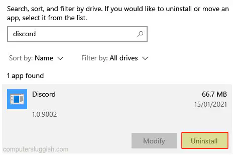 Как удалить Discord в Windows 10