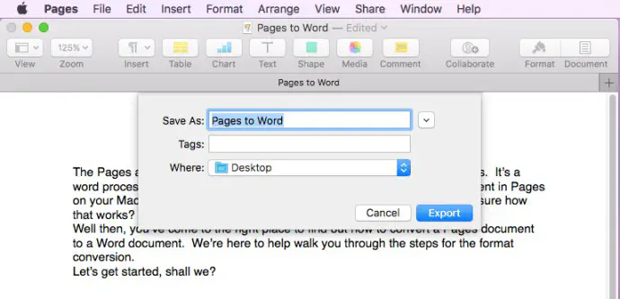 Как преобразовать документы Pages в формат Microsoft Word