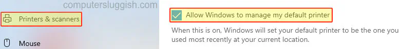 Разрешите Windows 10 управлять принтером по умолчанию