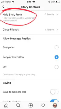 Как скрыть истории Instagram