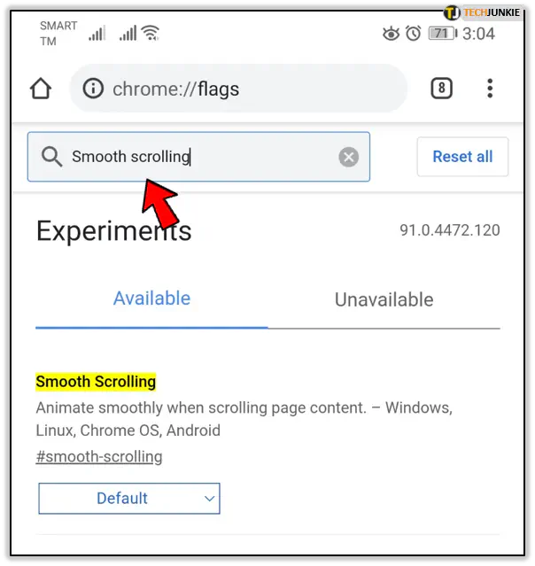 Как включить плавную прокрутку в Chrome Mobile