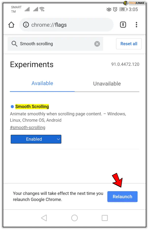 Как включить плавную прокрутку в Chrome Mobile