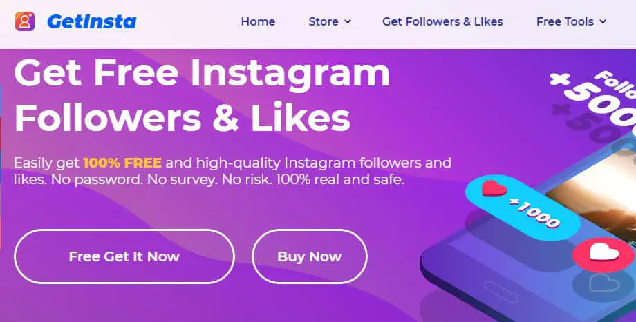 GetInsta App Получите бесплатно 1000 реальных подписчиков Instagram всего за 5 минут!