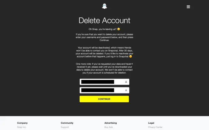 Как удалить свой аккаунт Snapchat