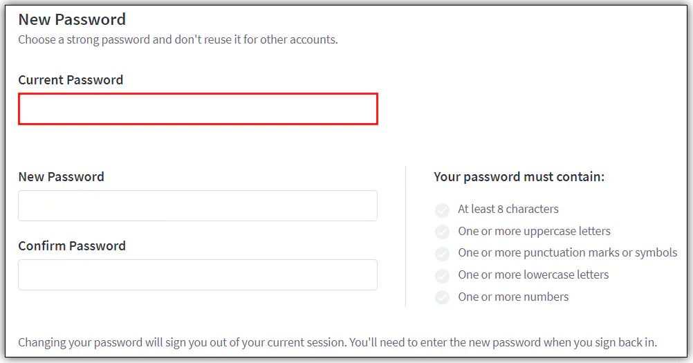 Как изменить пароль в BigCommerce