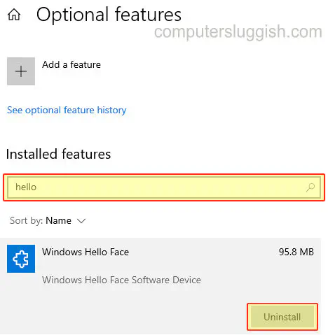 Как удалить Hello Face в Windows 10