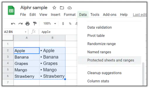 Как добавить маркированные точки в Google Sheets