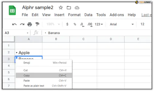 Как добавить маркированные точки в Google Sheets