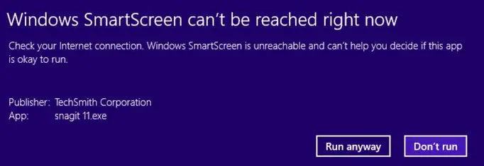 SmartScreen не может быть достигнут прямо сейчас Что делать