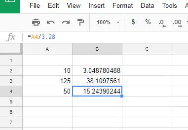 Как перевести футы в метры в Google Sheets