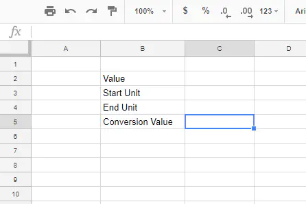 Как перевести футы в метры в Google Sheets