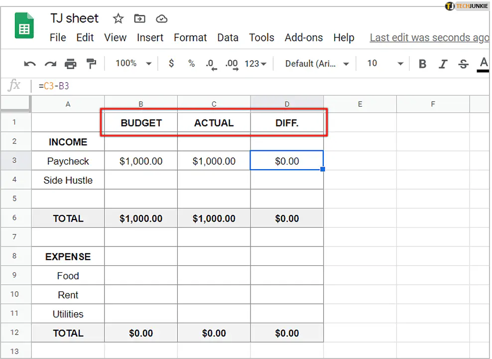 Как создать бюджет в Google Sheets