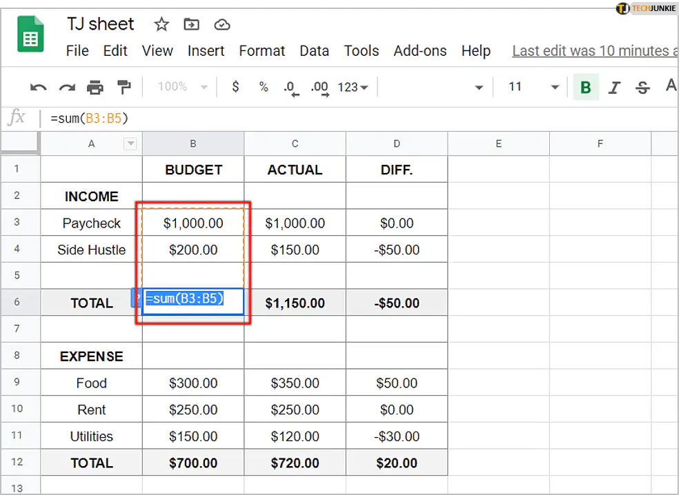 Как создать бюджет в Google Sheets