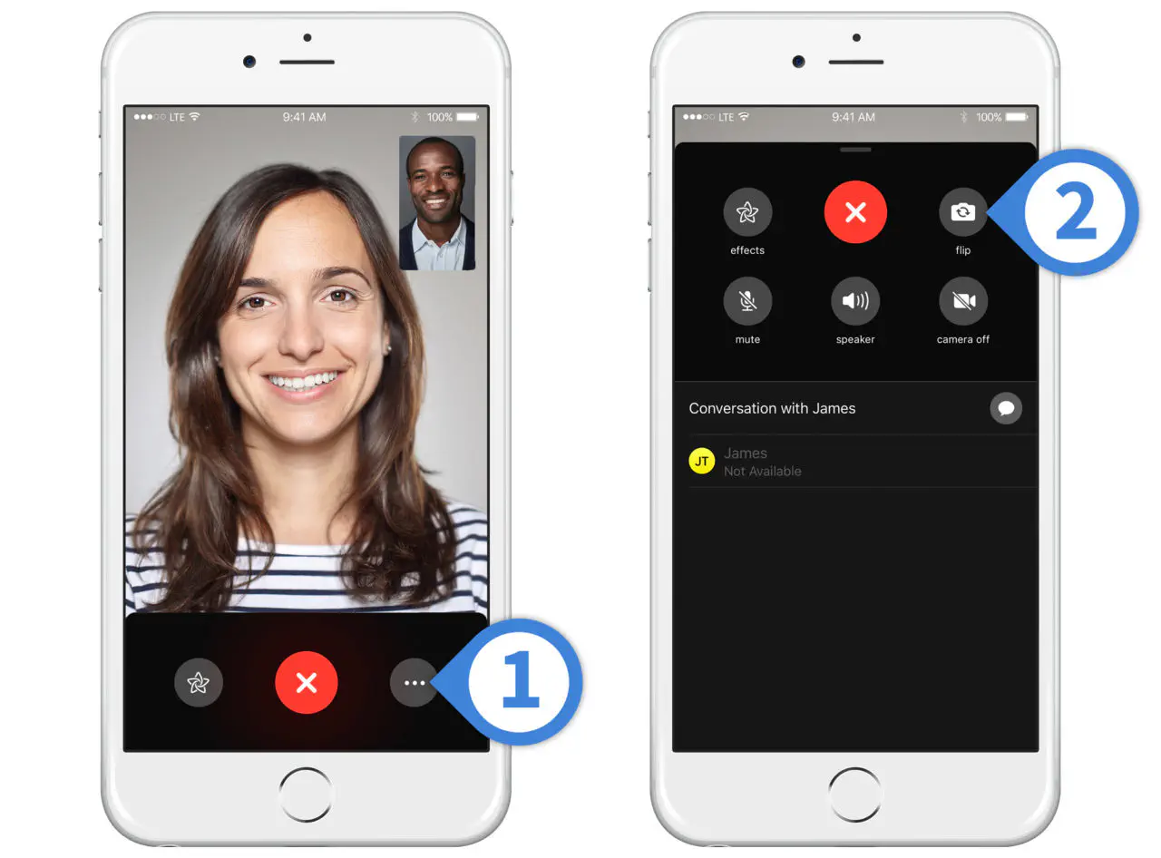 Где находится кнопка флип-камеры FaceTime в iOS 12?