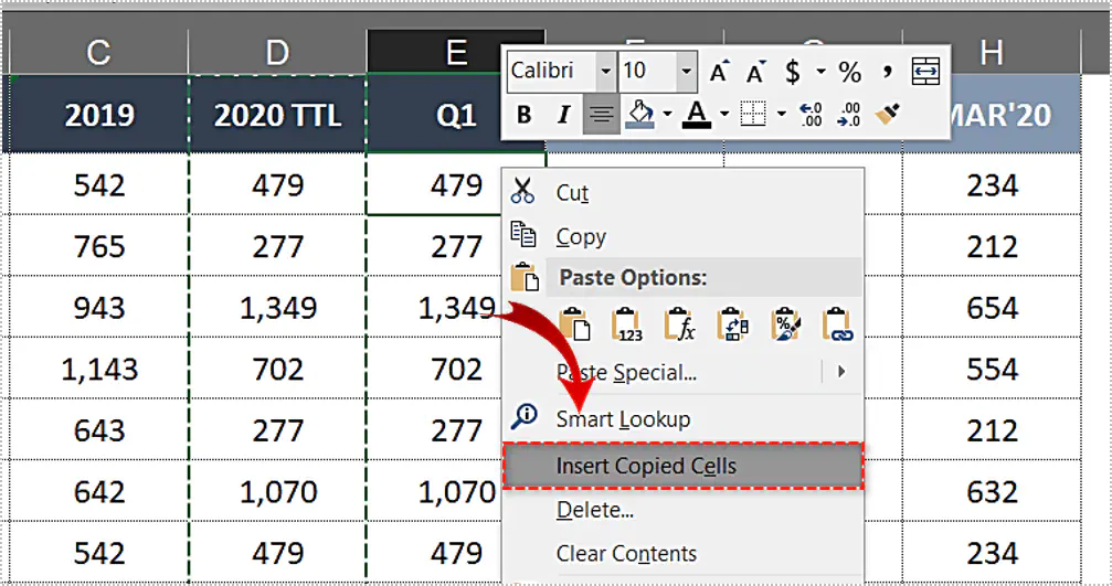 Как переместить столбец в Excel