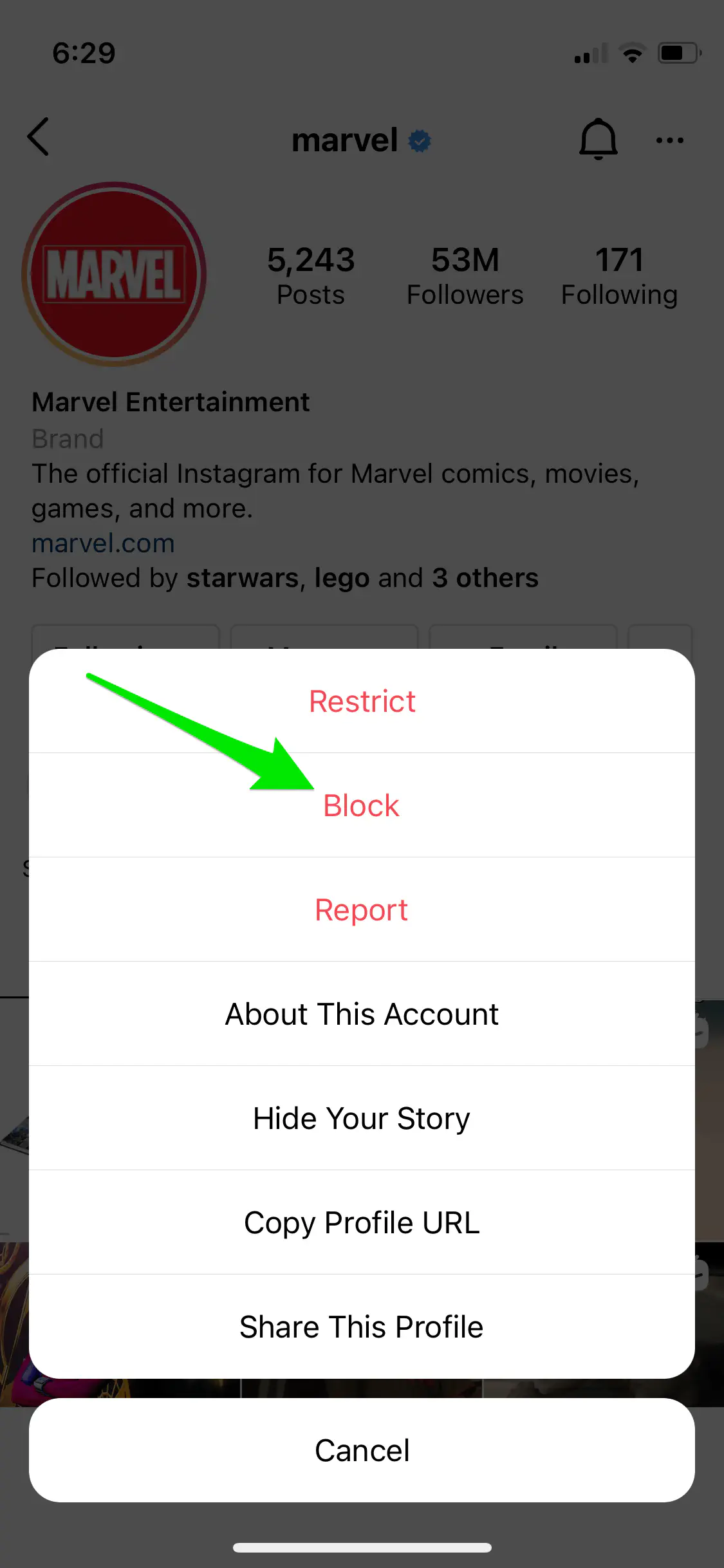 Как заблокировать кого-то на Instagram