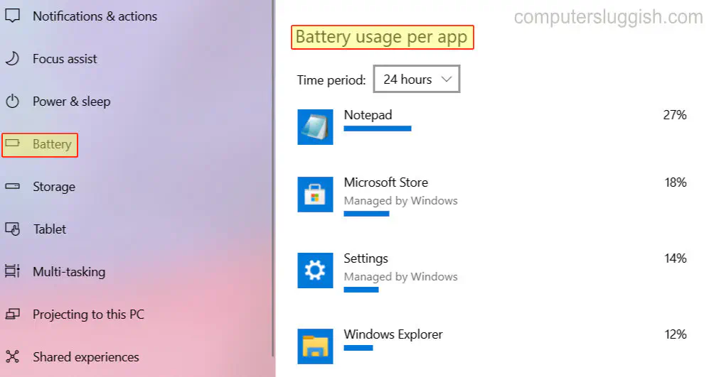 Windows 10 Узнайте, что расходует ваш аккумулятор