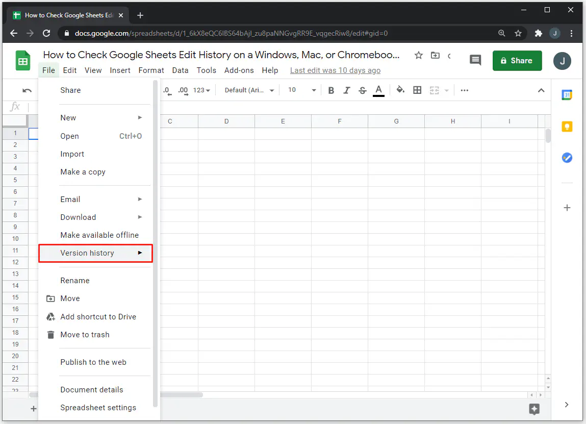 Как проверить историю редактирования в Google Sheets