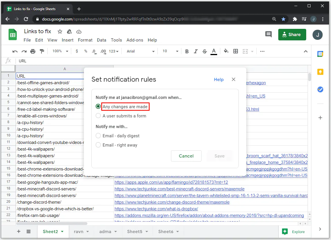 Как проверить историю редактирования в Google Sheets