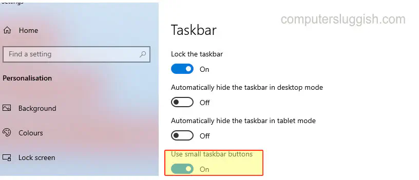 Как изменить размер значков панели задач на маленький в Windows 10