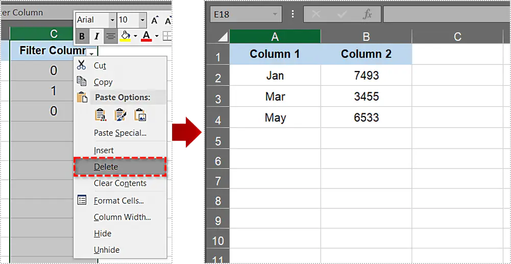 Как удалить каждую вторую строку в Excel