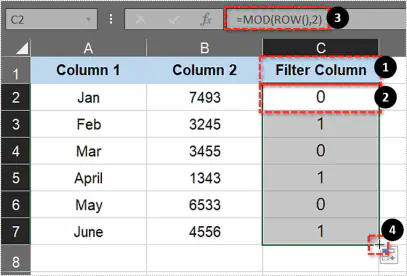 Как удалить каждую вторую строку в Excel