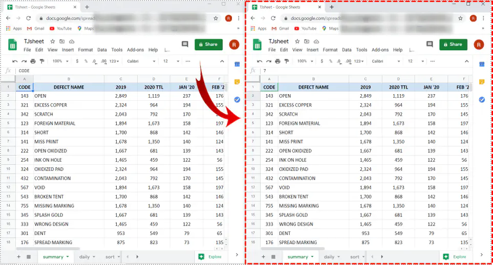 Как просматривать таблицы Google бок о бок