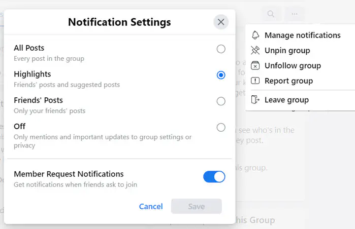Как отключить сообщения и уведомления из групп Facebook