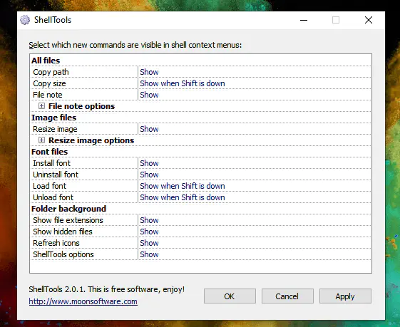 Показать скрытые файлы, папки и расширение файла с помощью щелчка правой кнопкой мыши