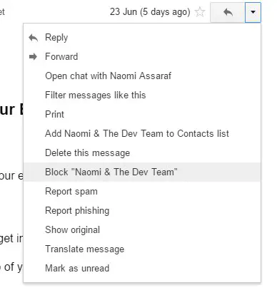 Как заблокировать кого-то в Gmail