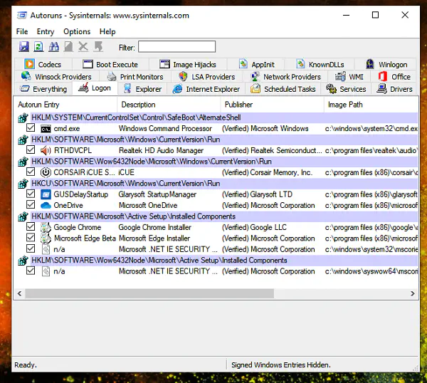 Настройка и управление запуском Windows с помощью Autoruns в Windows 10