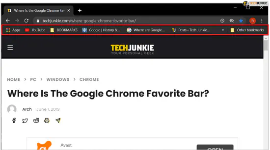 Где находится панель избранного в Google Chrome?