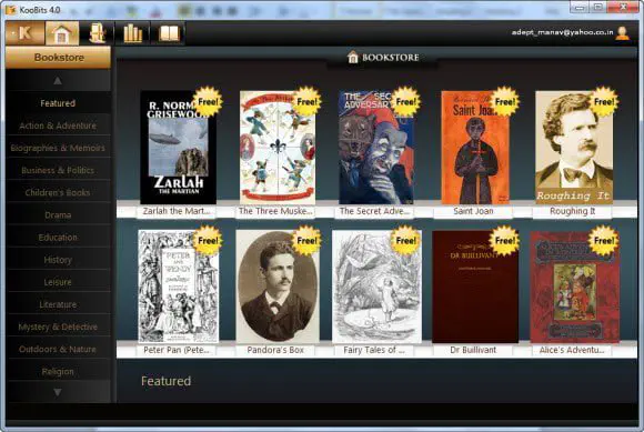 Бесплатная программа для чтения электронных книг поддерживает множество форматов: KooBits