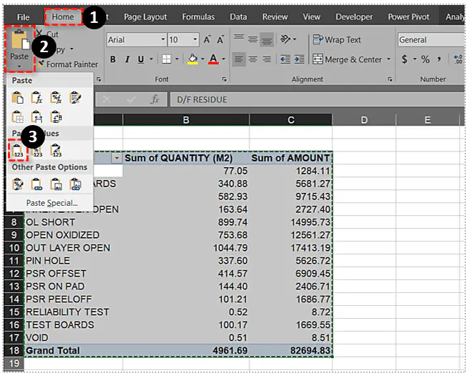 Как удалить сводную таблицу в Excel