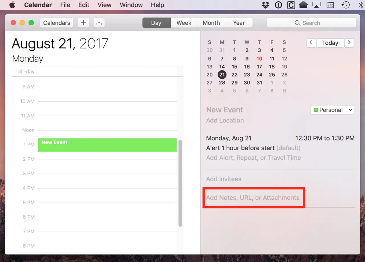 Используйте вложения событий в Apple Calendar для подготовки к большому совещанию