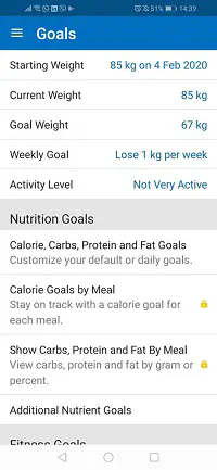 Как изменить свои цели в MyFitnessPal